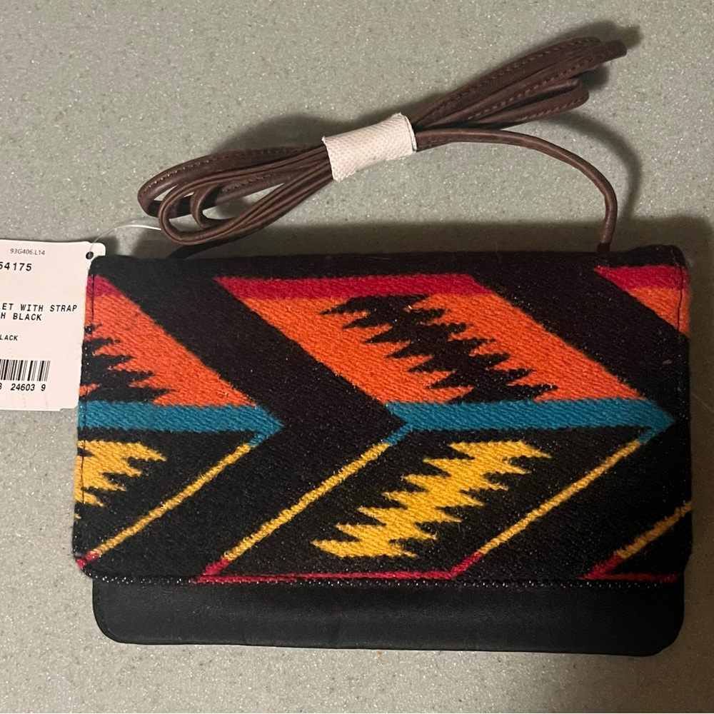 Pendleton Black Crossbody with Orange, Yellow, Bl… - image 1